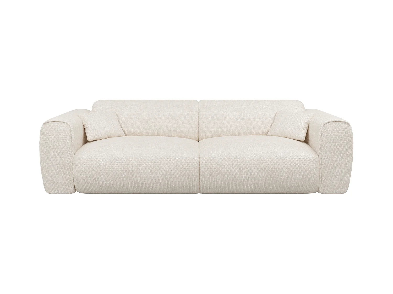 Express-vierzitsslaapbank van beige stof met textuur POGNIA