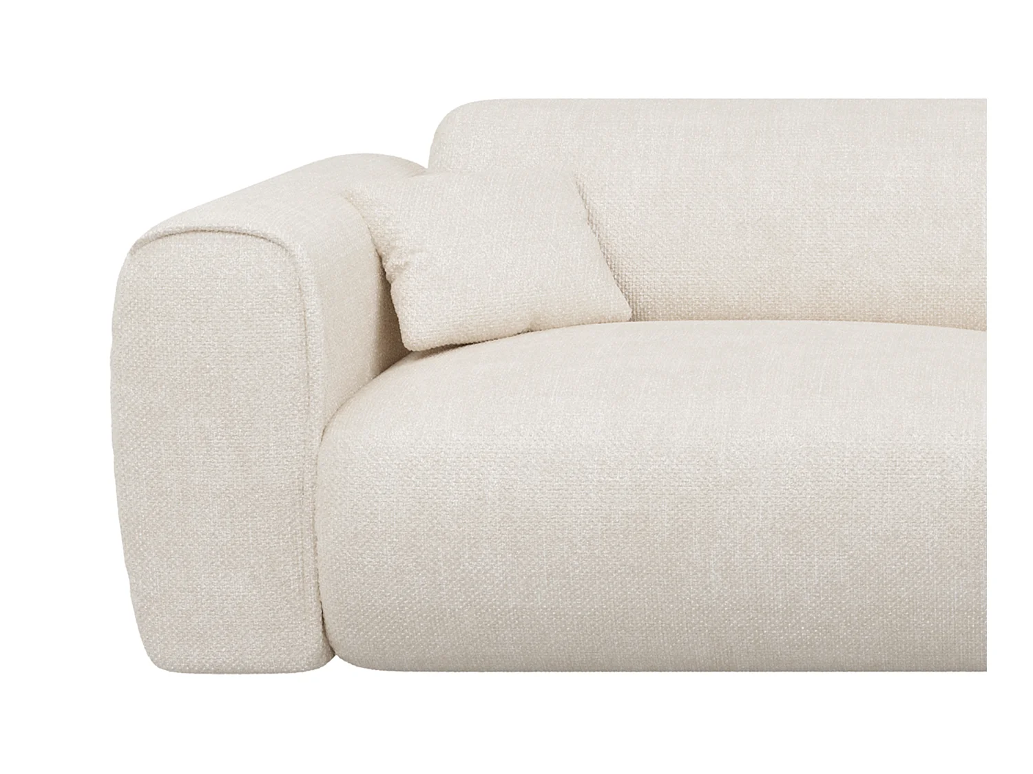 Express-vierzitsslaapbank van beige stof met textuur POGNIA