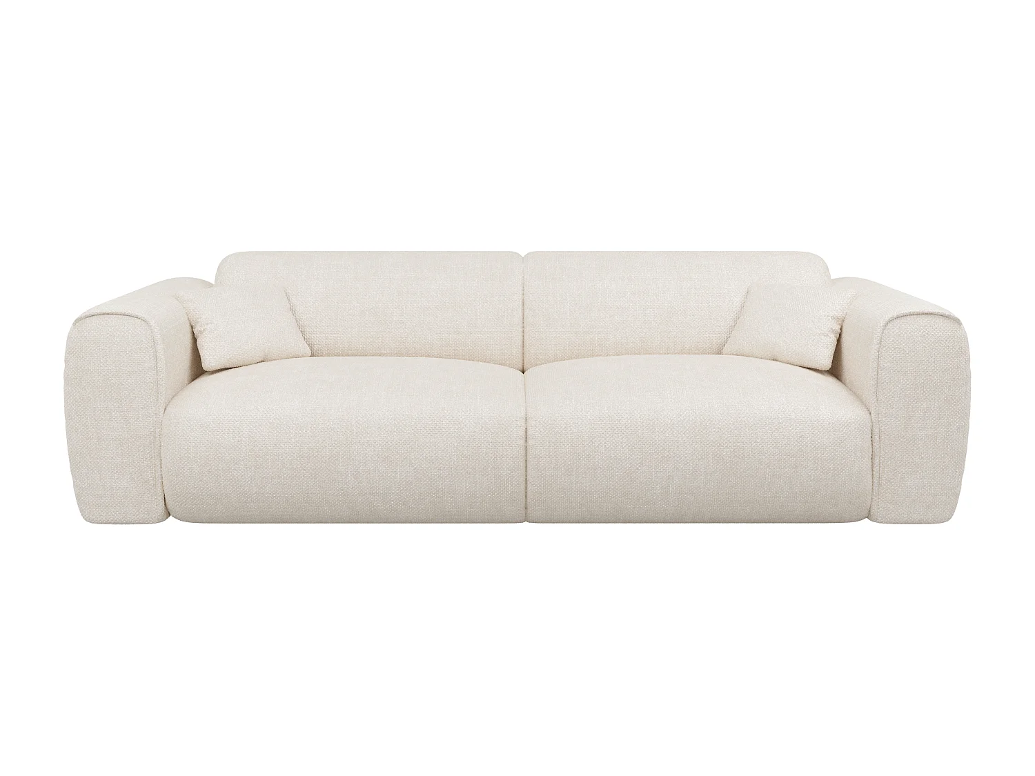 Sofa 4-Sitzer mit Matratze - Strukturstoff - Beige - POGNIA