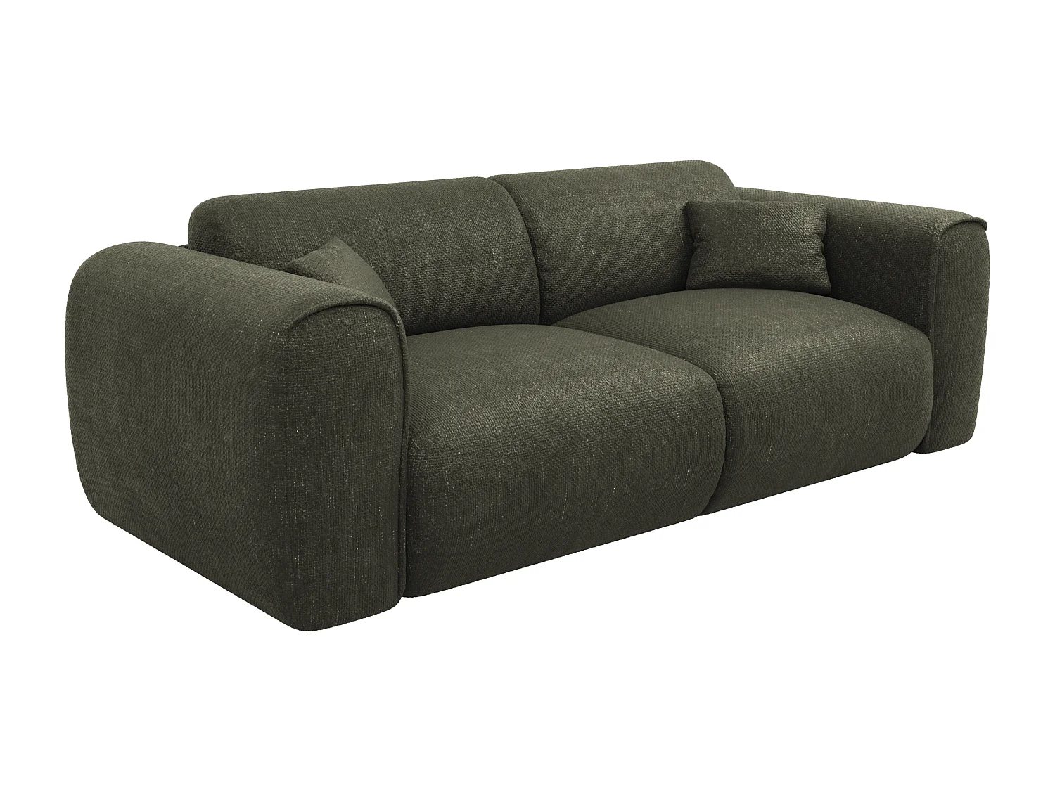 Canapé 3 places convertible express en tissu texturé vert kaki POGNIA