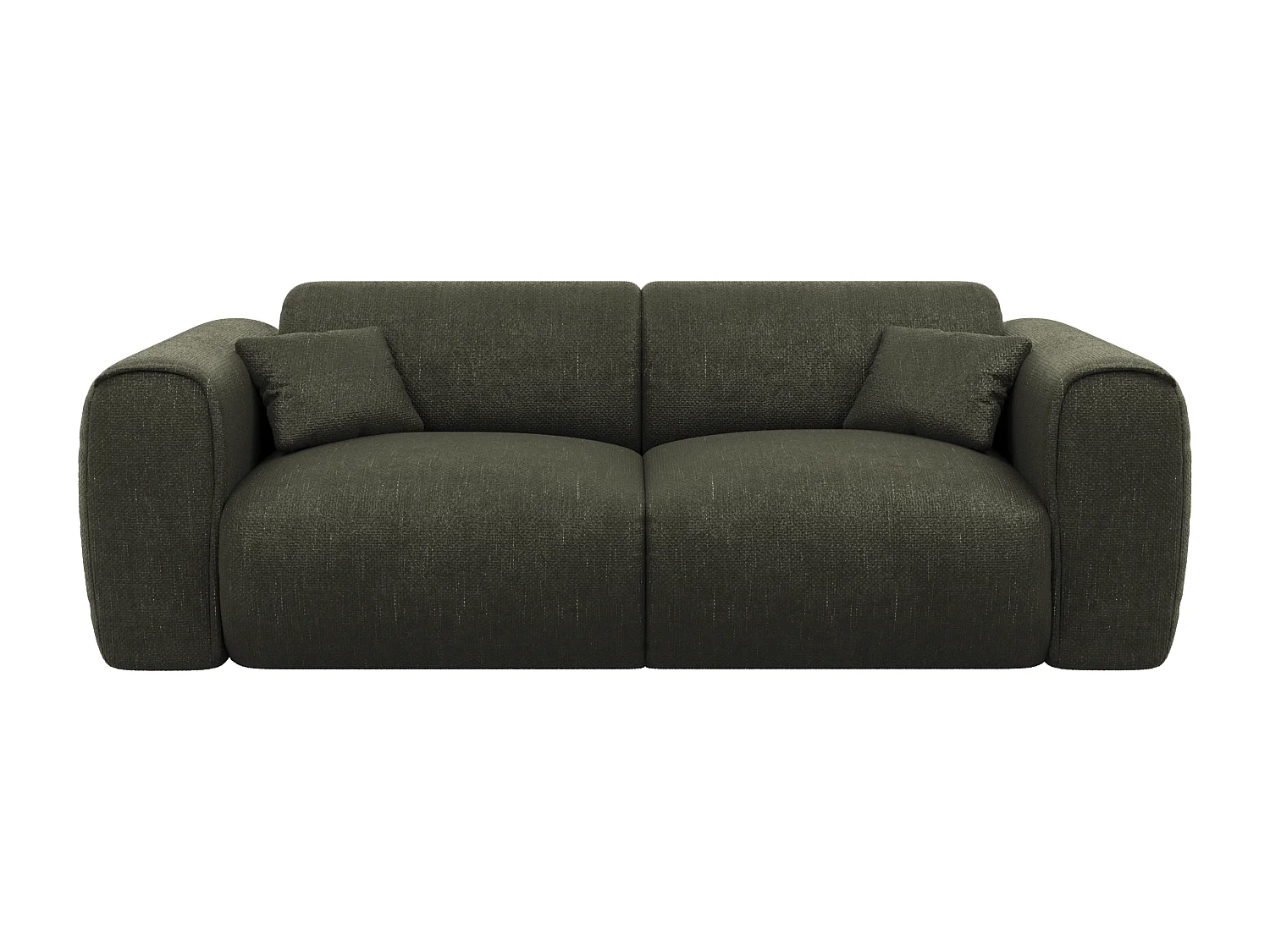 Canapé 3 places convertible express en tissu texturé vert kaki POGNIA