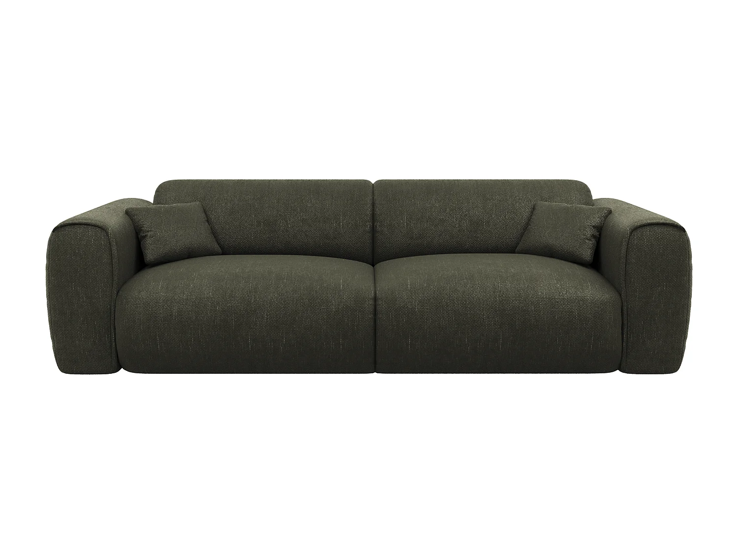 Canapé 4 places convertible express en tissu texturé vert kaki POGNIA - Matelas 13 cm mémoire de forme POGNIA