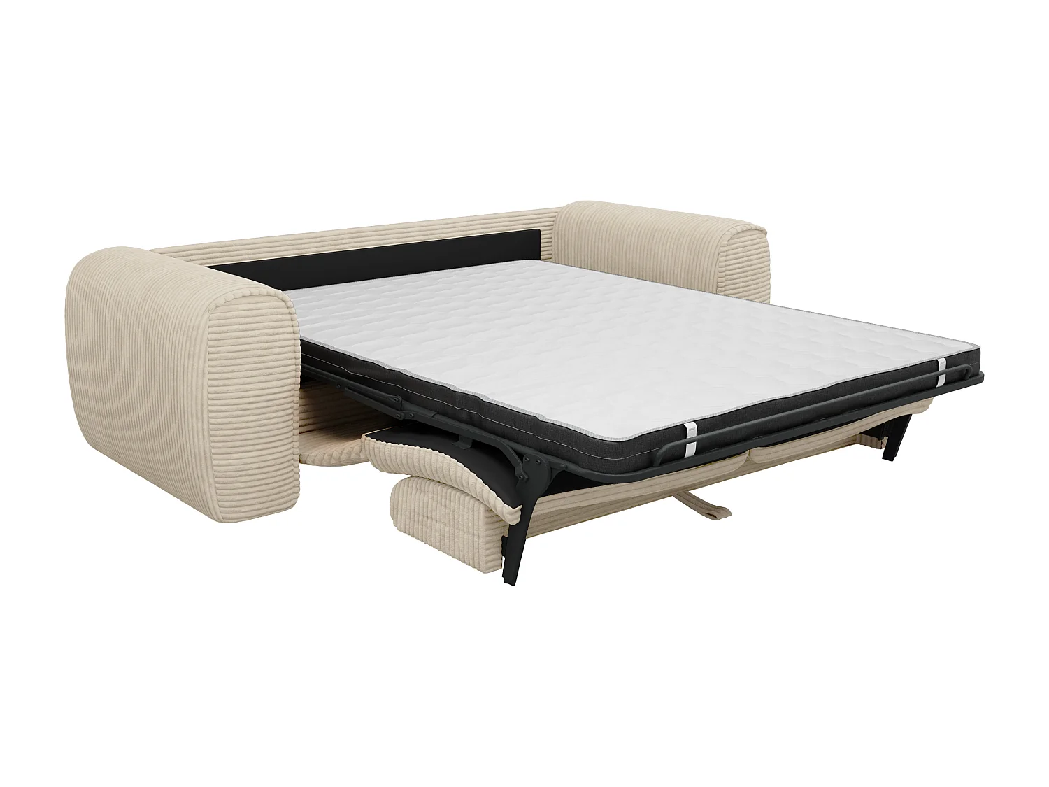 Sofa 3-Sitzer mit Matratze - Cord - Beige - POGNIA