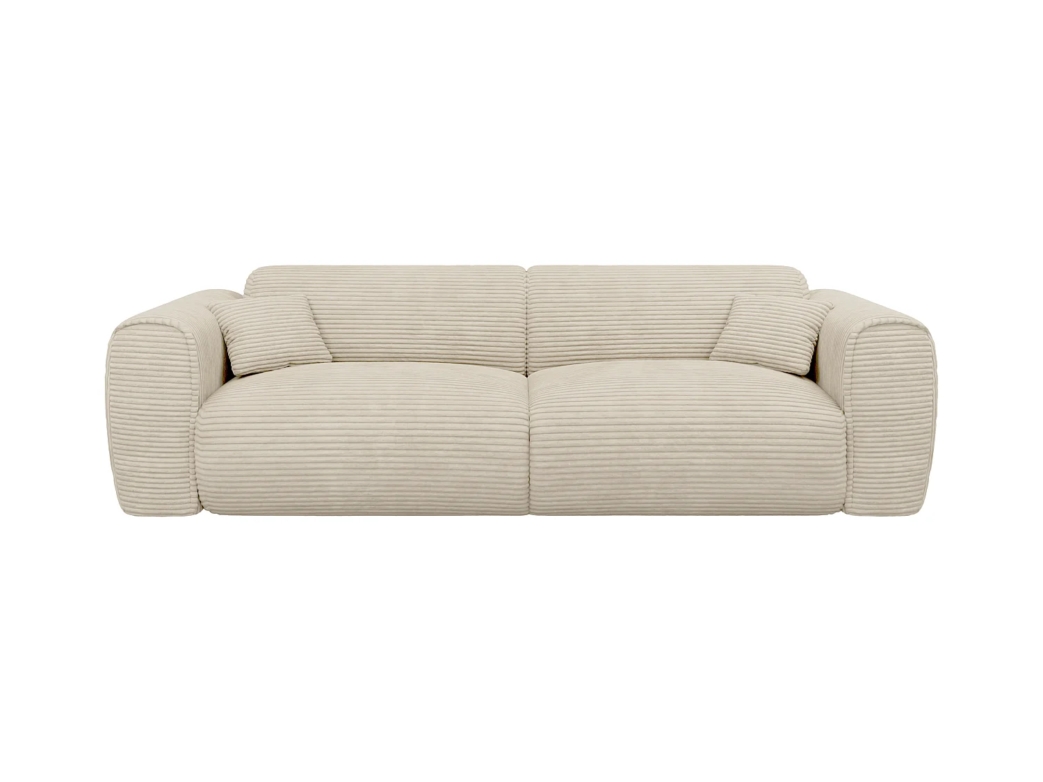 Canapé 4 places convertible express en velours côtelé beige - Matelas 13 cm mémoire de forme POGNIA