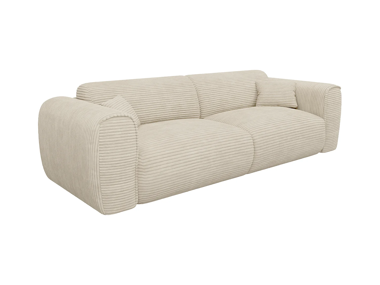 Canapé 4 places convertible express en velours côtelé beige - Matelas 13 cm mémoire de forme POGNIA