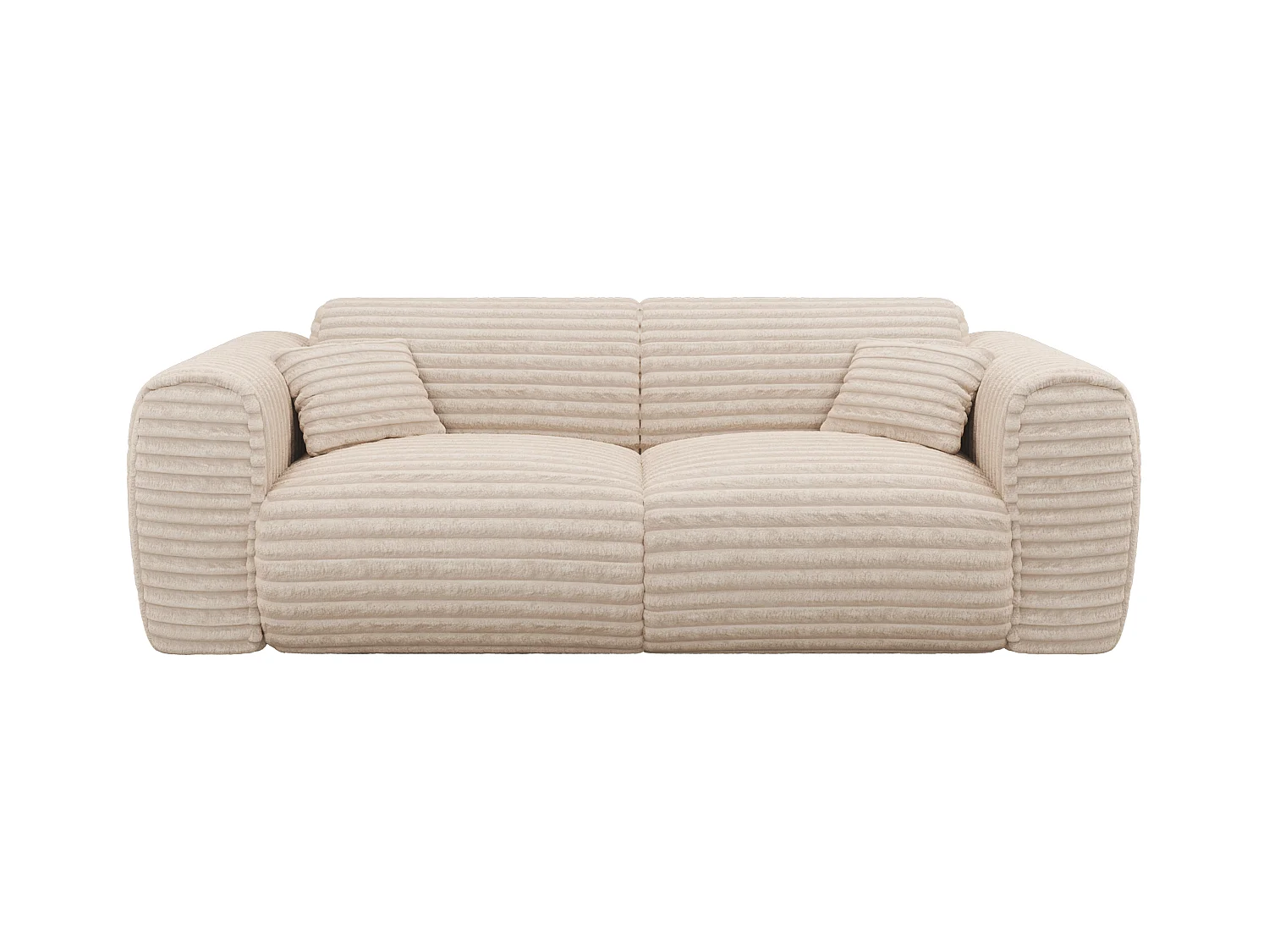 Sofa 3-Sitzer mit Matratze - grob gerippter Cord - Beige - POGNIA