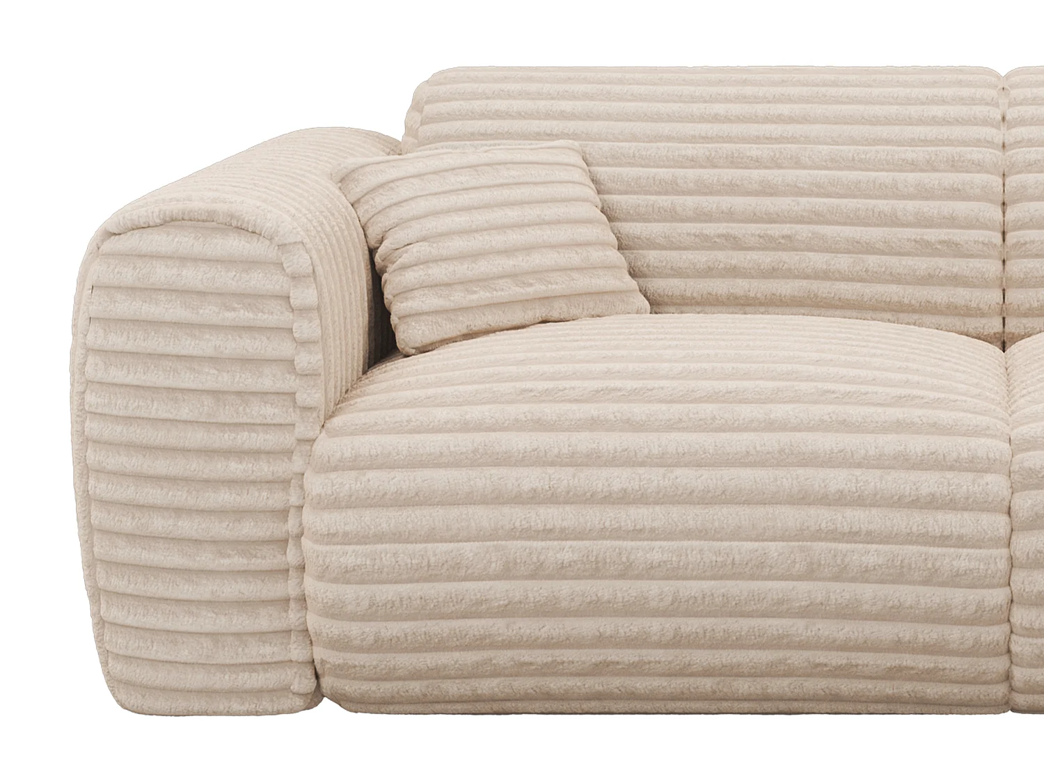 Sofa 3-Sitzer mit Matratze - grob gerippter Cord - Beige - POGNIA