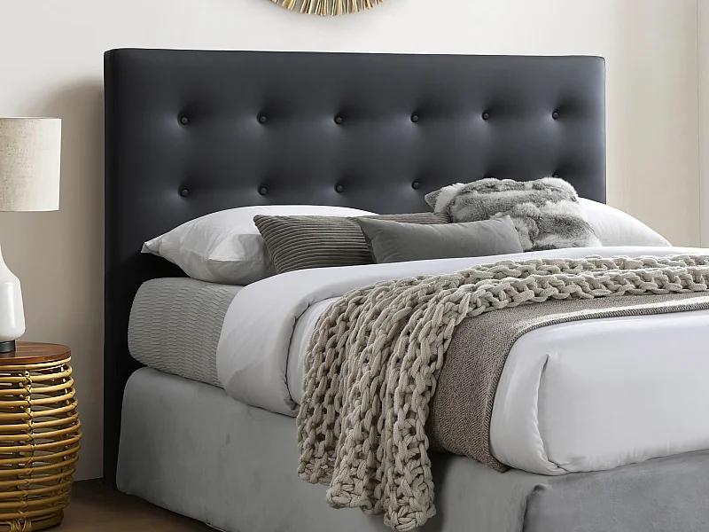 Tête de lit capitonnée 140 cm - Simili - Noir - FRANCESCO