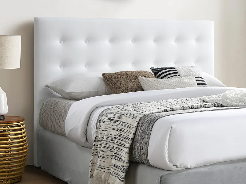 Cabeceira de cama acolchoada 160 cm pele sintética branco - FRANCESCO