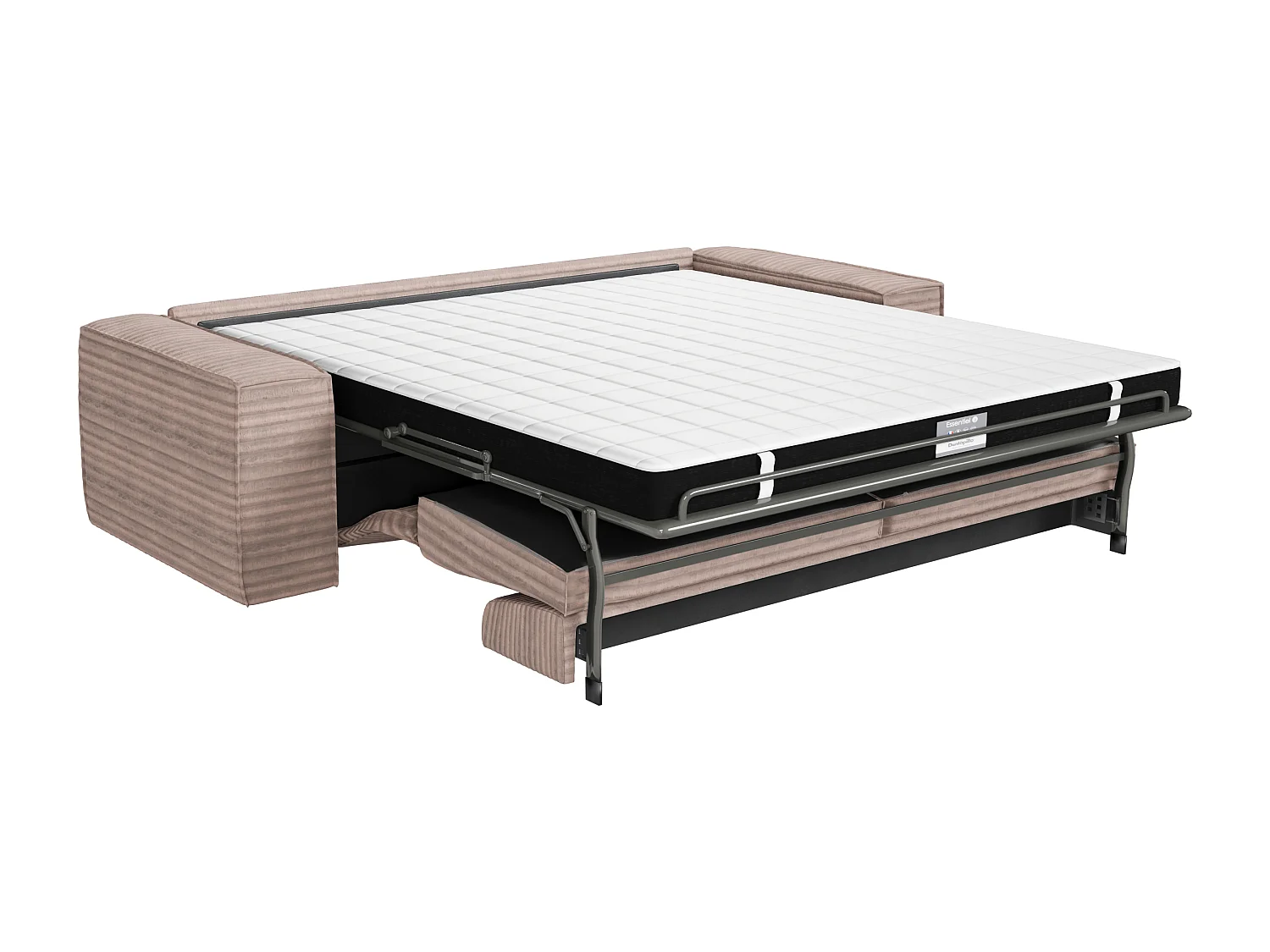 Canapé convertible express dunlopillo velours côtelé XXL taupe 140cm JOAN