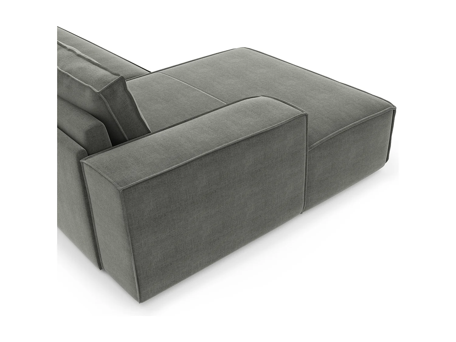 Canapé convertible angle gauche dunlopillo velours gris 140cm JOAN