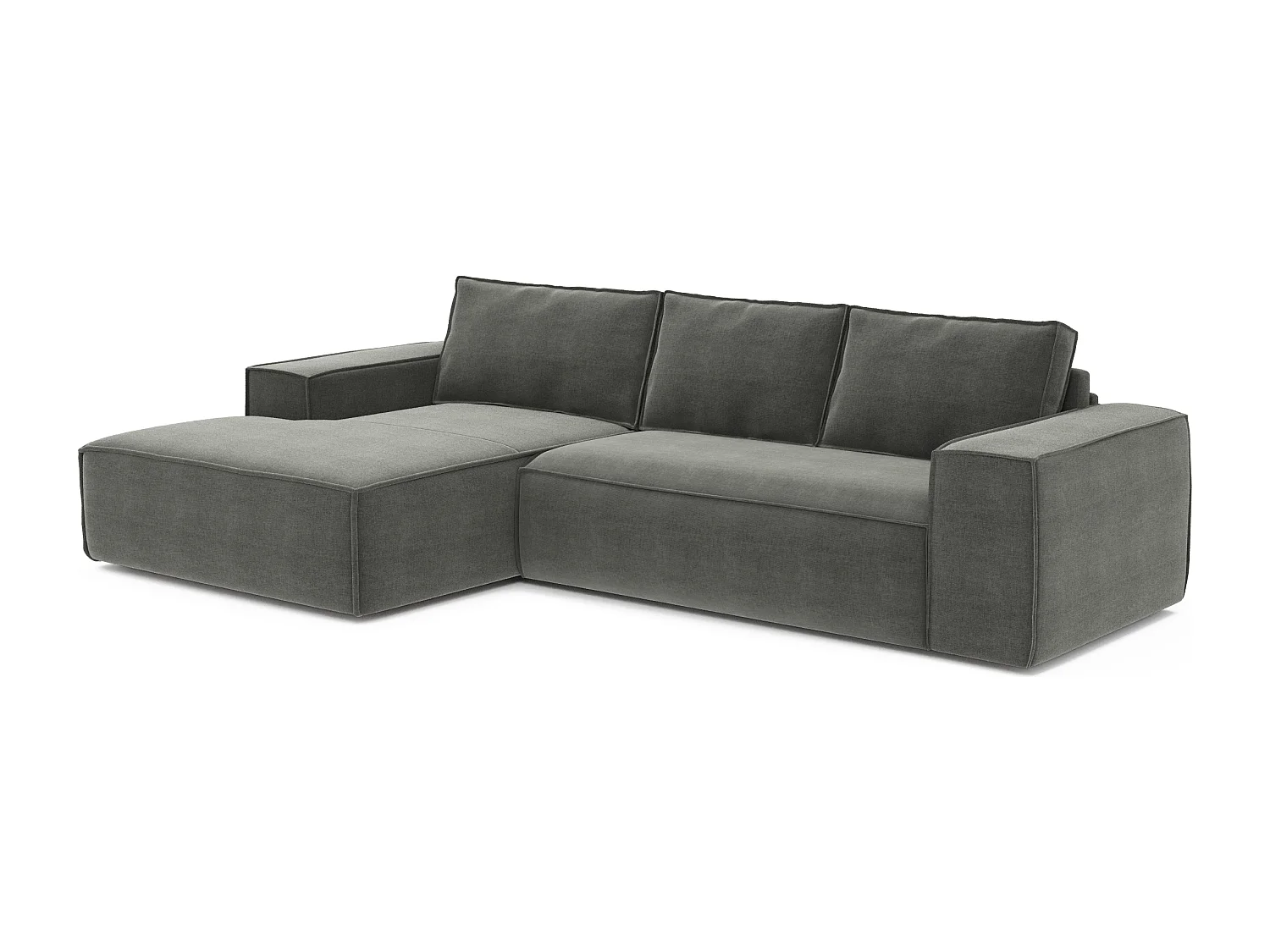 Canapé convertible angle gauche 5 places JOAN en velours gris