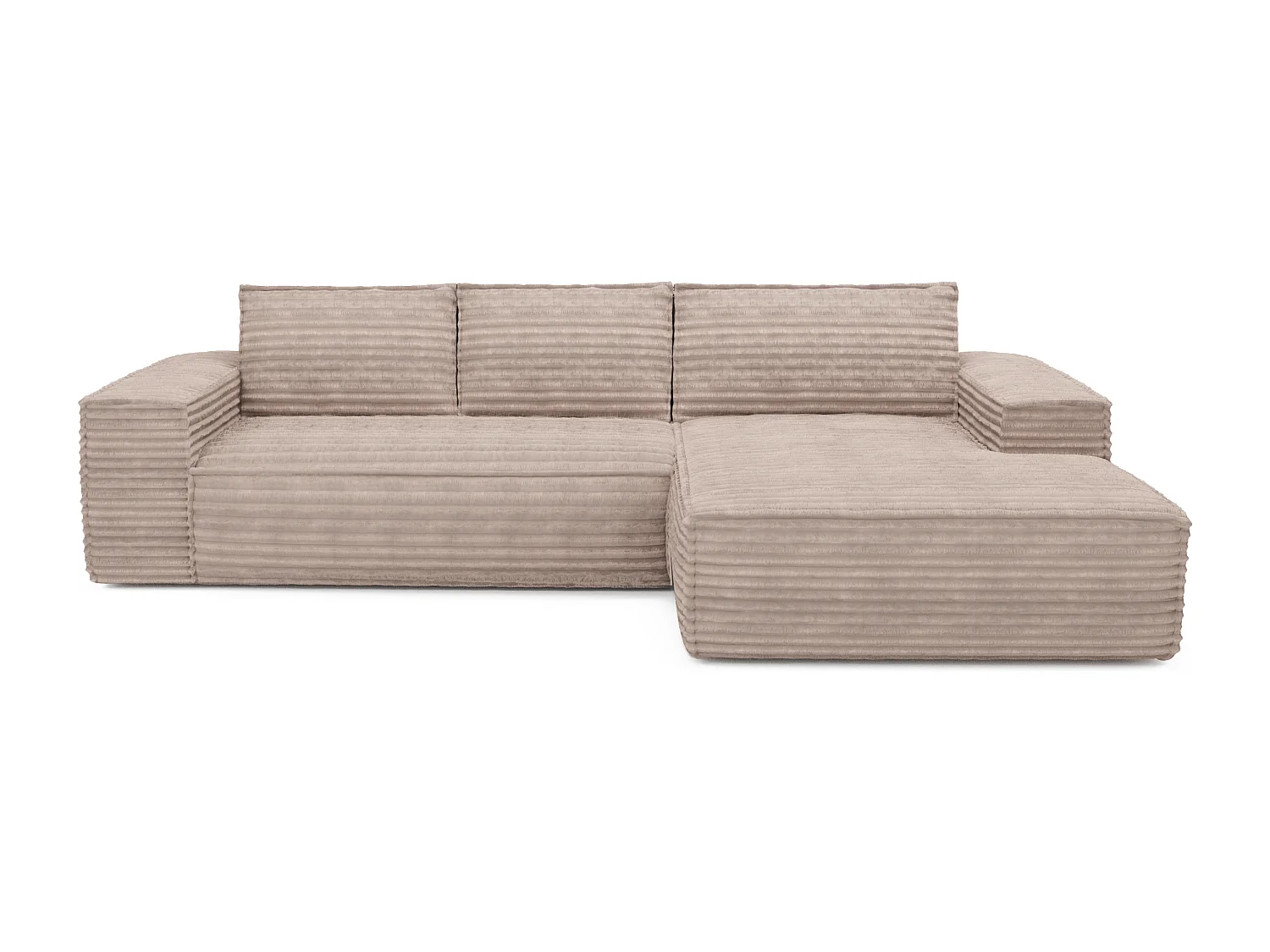 Canapé convertible angle droit velours côtelé XXL taupe 140cm JOAN