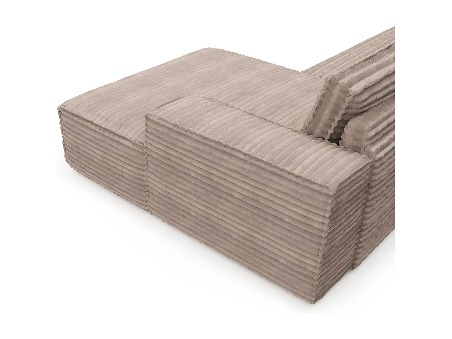 Canapé convertible angle droit velours côtelé XXL taupe 140cm JOAN