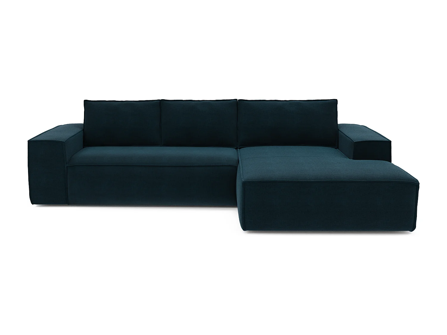 Canapé convertible angle droit dunlopillo velours bleu paon 140cm JOAN
