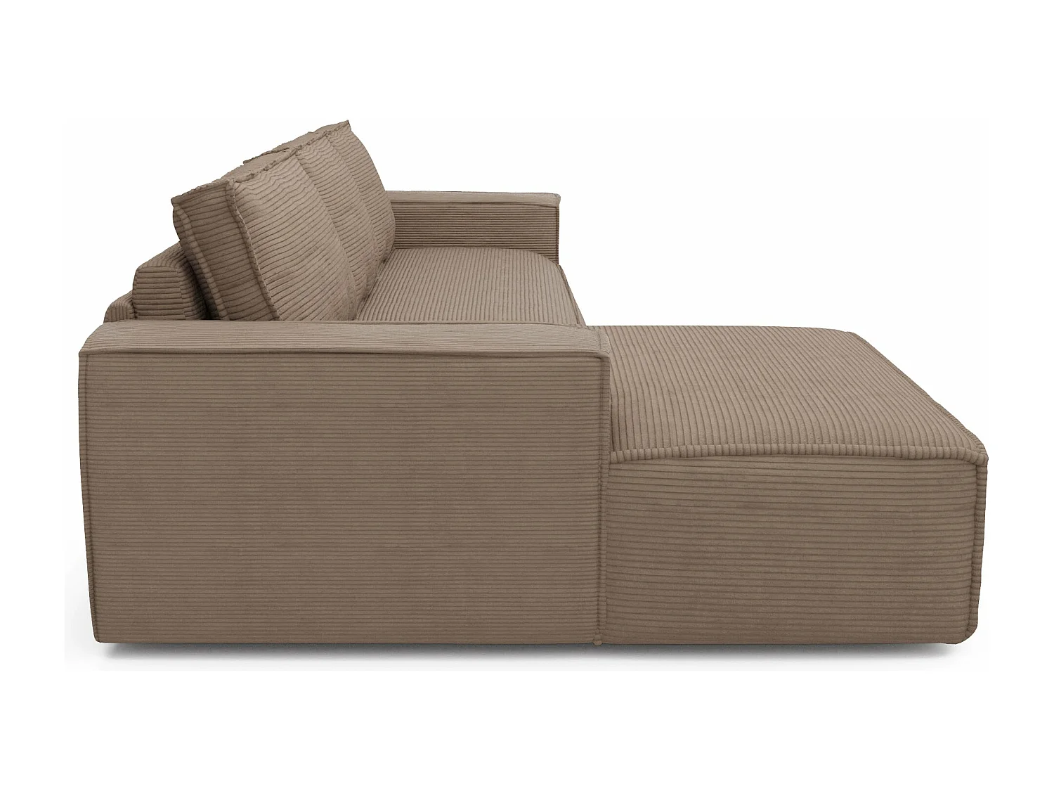 Canapé convertible angle gauche dunlopillo velours côtelé taupe 140cm JOAN