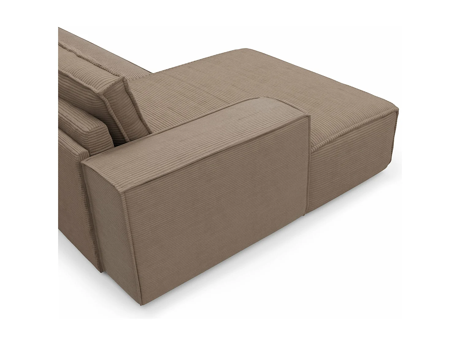 Canapé convertible angle gauche dunlopillo velours côtelé taupe 140cm JOAN