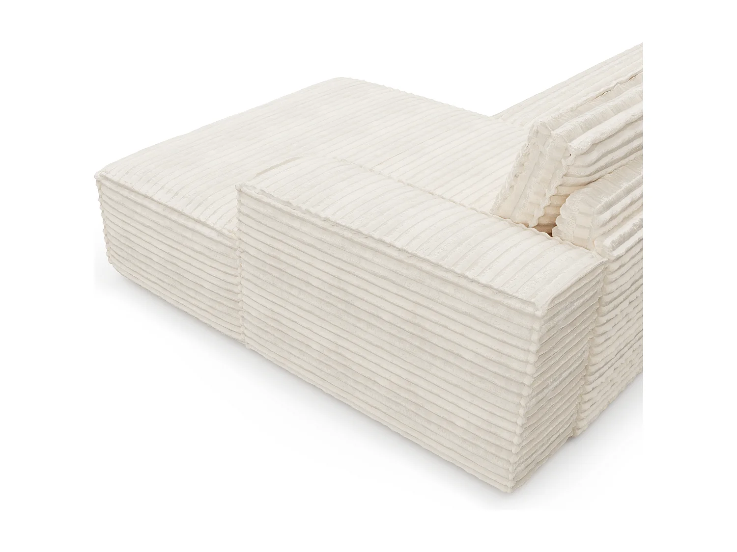 Canapé convertible angle droit velours côtelé XXL crème 140cm JOAN