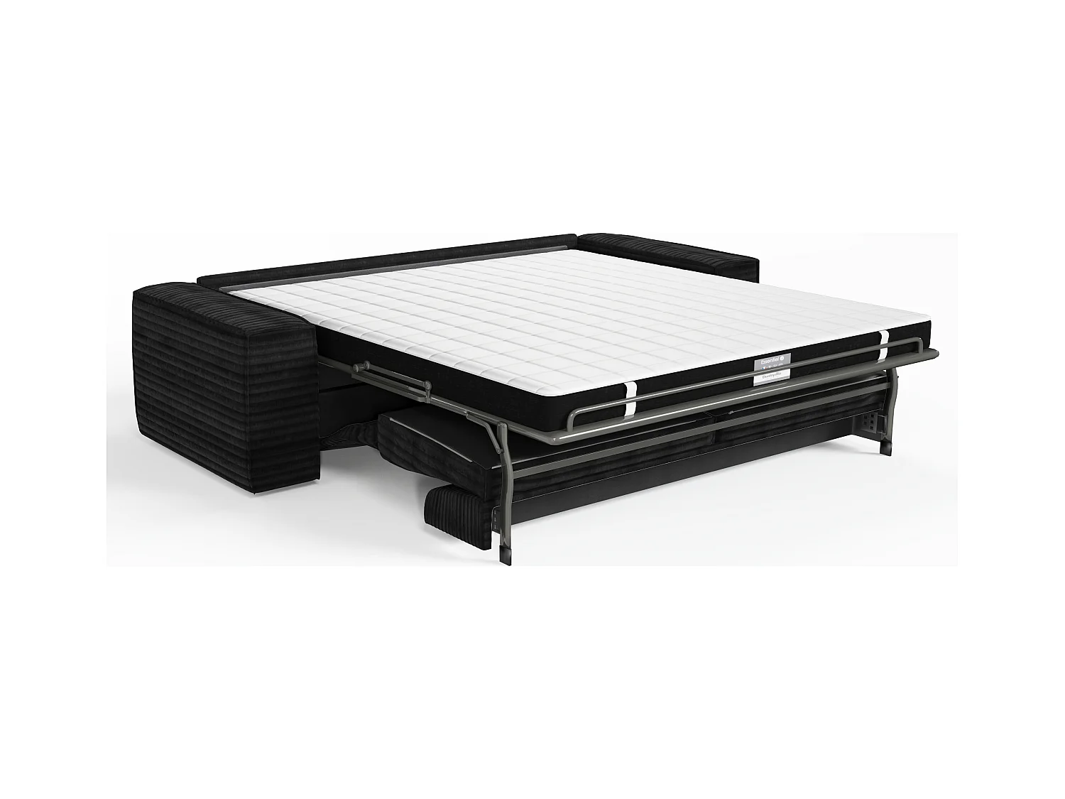 Canapé convertible express dunlopillo velours côtelé XXL noir 160cm
