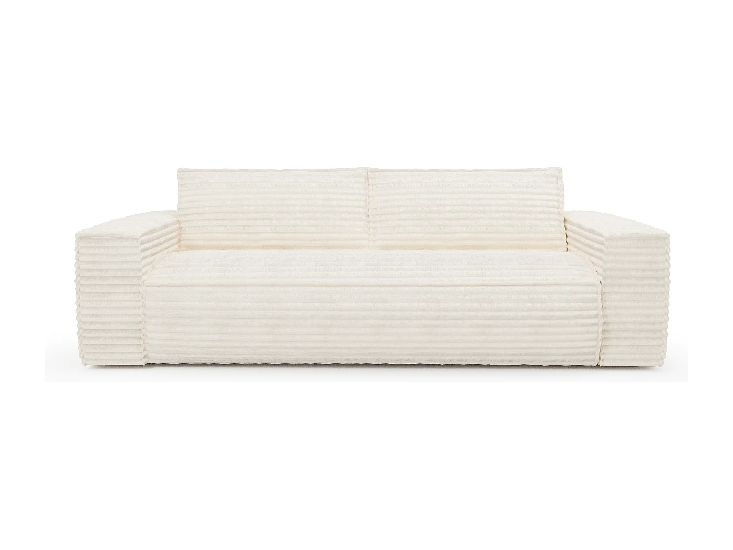 Canapé convertible express matelas Dunlopillo 140cm 3 places JOAN en velours côtelé crème