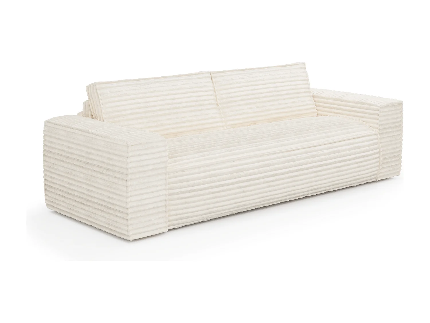 Canapé convertible express matelas Dunlopillo 140cm 3 places JOAN en velours côtelé crème
