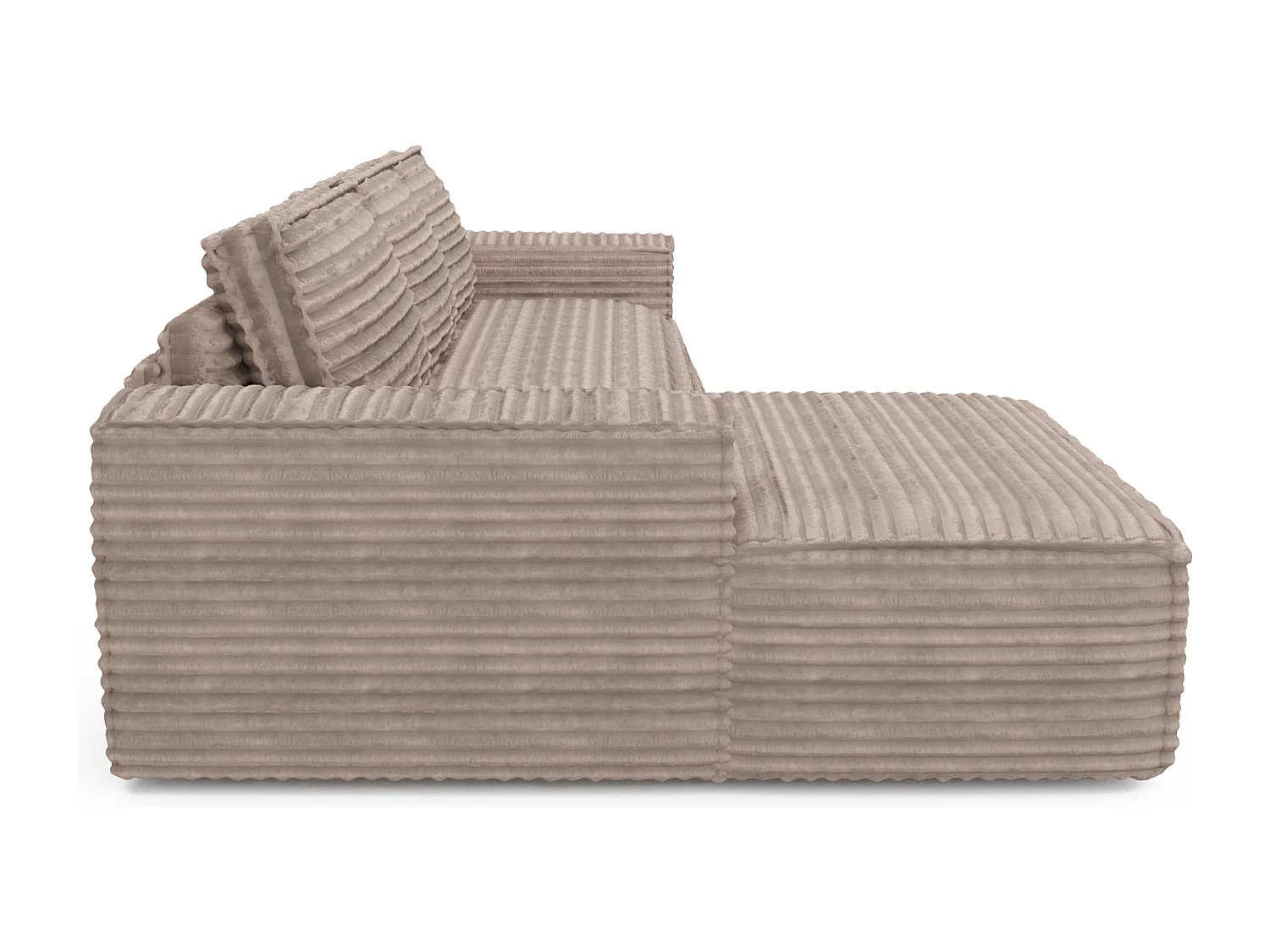 Canapé convertible angle gauche velours côtelé XXL taupe 140cm JOAN