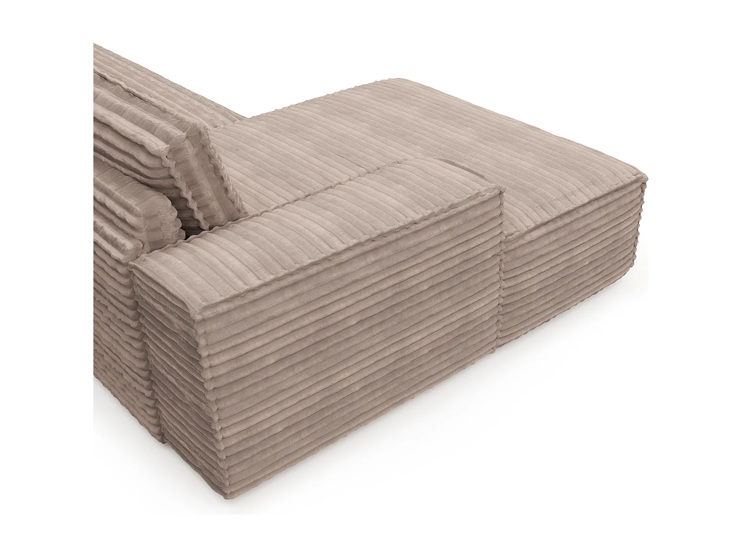 Canapé convertible angle gauche velours côtelé XXL taupe 140cm JOAN