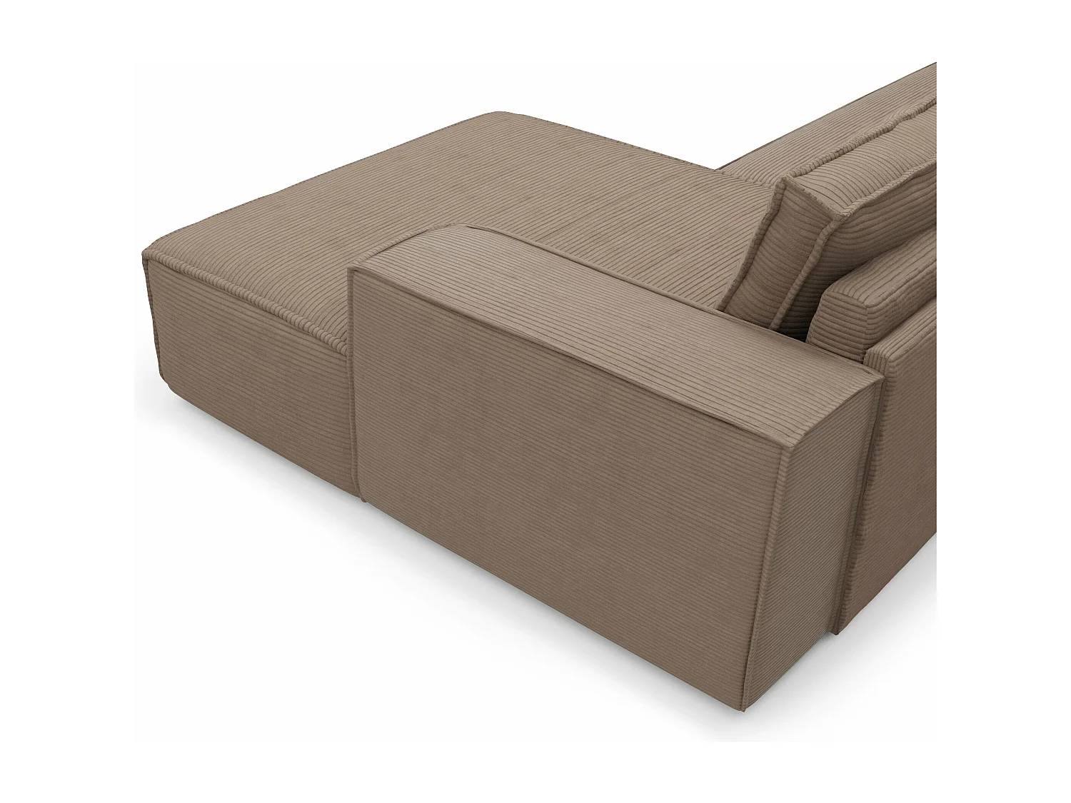 Canapé convertible angle droit dunlopillo velours côtelé taupe 140cm JOAN