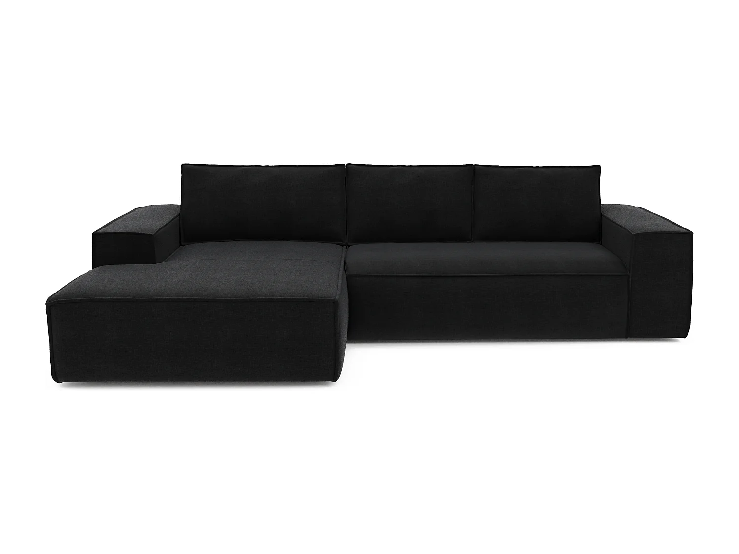 Canapé convertible angle gauche 5 places JOAN en velours anthracite foncé