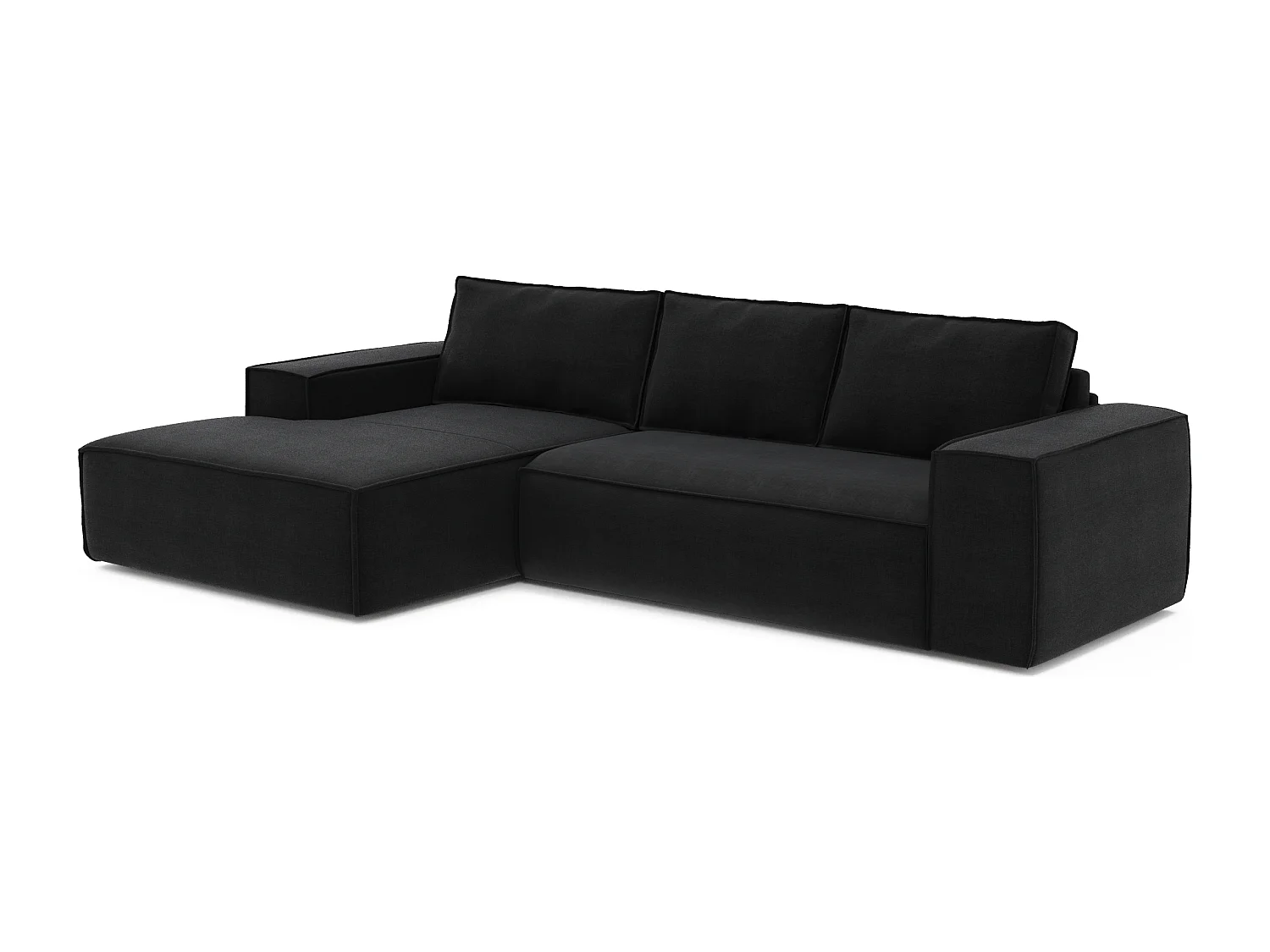 Canapé convertible angle gauche 5 places JOAN en velours anthracite foncé