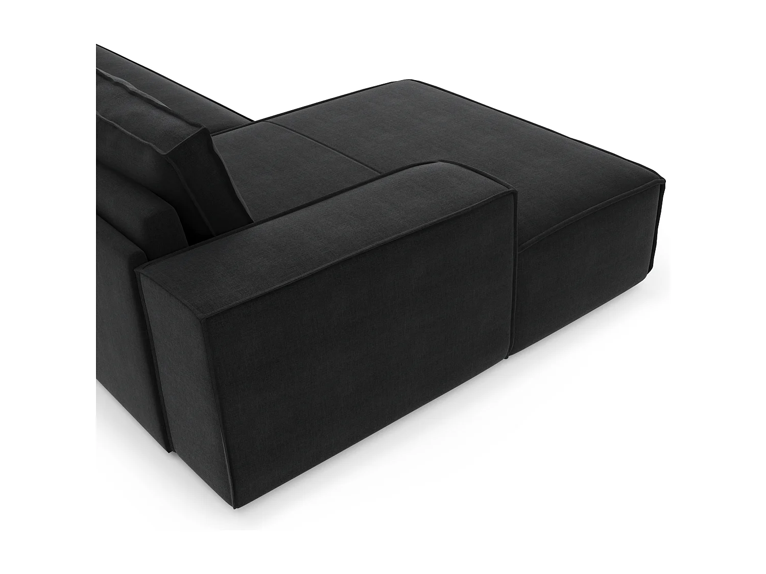 Canapé convertible angle gauche 5 places JOAN en velours anthracite foncé