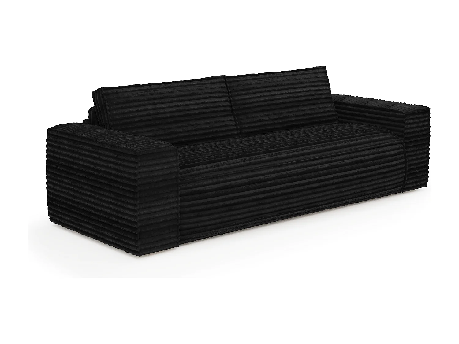 Canapé convertible express dunlopillo velours côtelé XXL noir 140cm JOAN