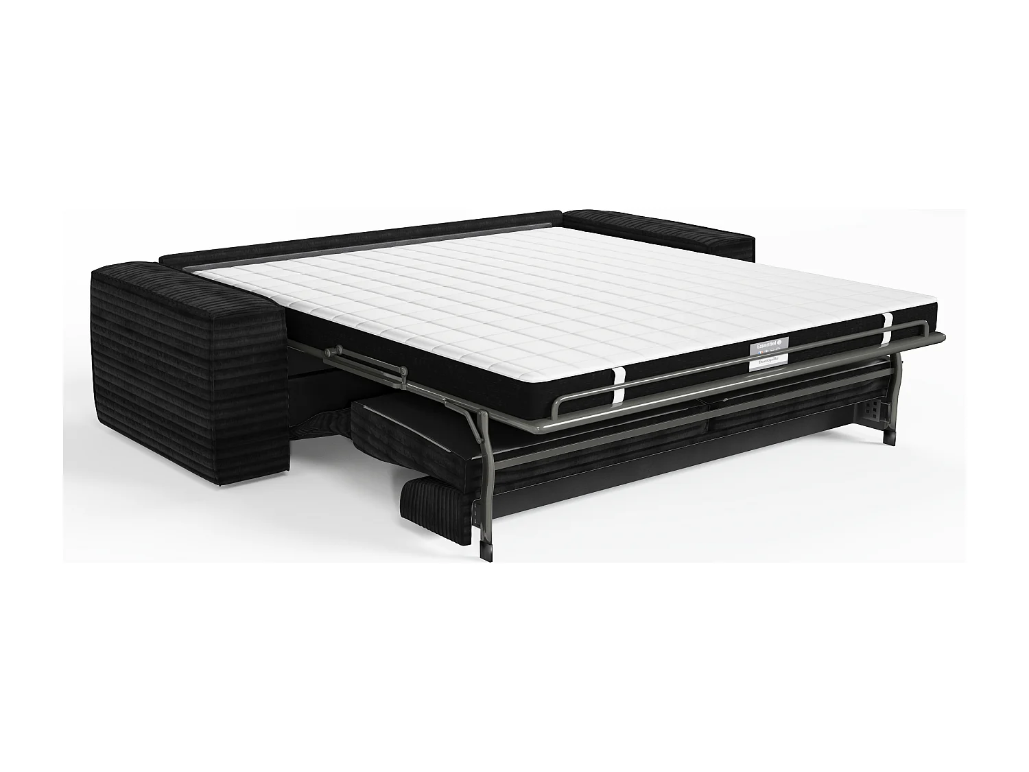 Canapé convertible express dunlopillo velours côtelé XXL noir 140cm JOAN