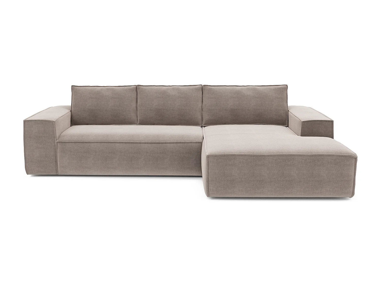 Canapé convertible angle droit dunlopillo velours taupe 140cm JOAN