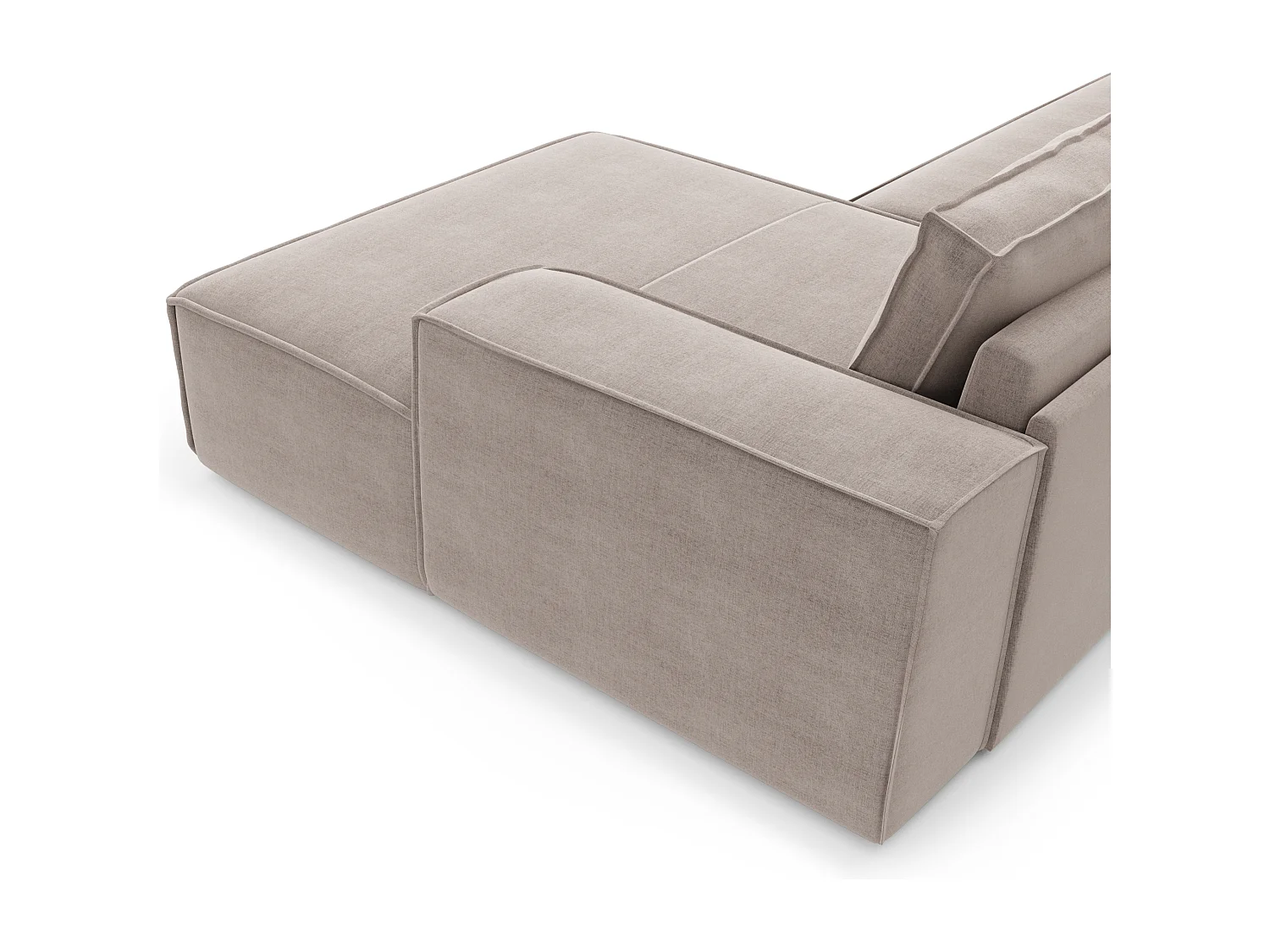 Canapé convertible angle droit dunlopillo velours taupe 140cm JOAN