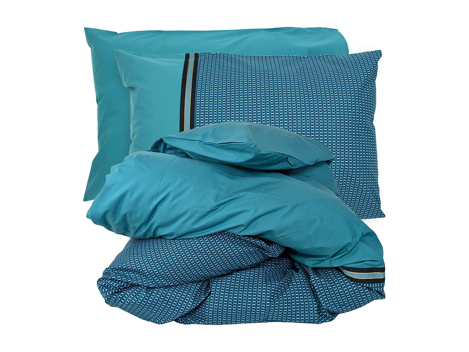 Parure de lit 200x200 cm 50x70 percale GUSTAV vert Emeraude 3 pièces