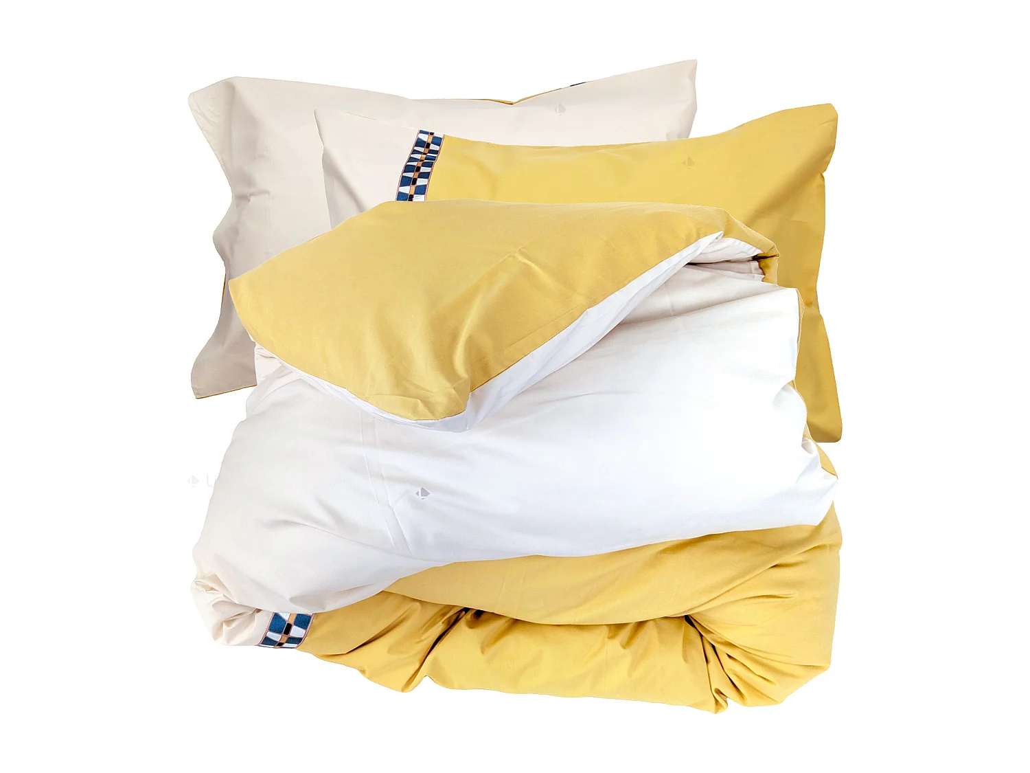 Parure de lit 2 pièces 140x200 cm 50x70 cm percale ROMY Ambre