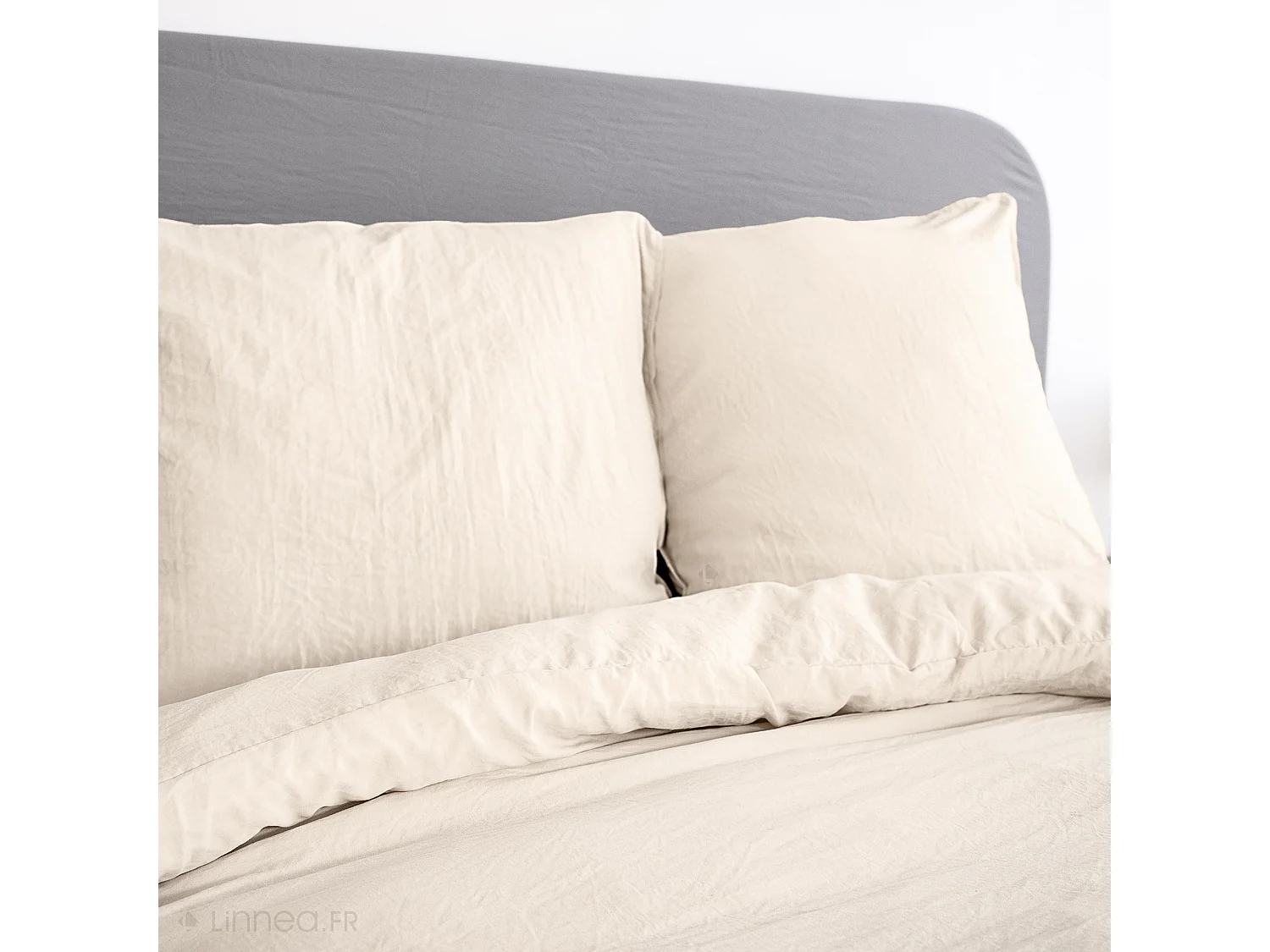 Parure 240x220 cm MILA polyester micro lavée marron sable 3 pièces