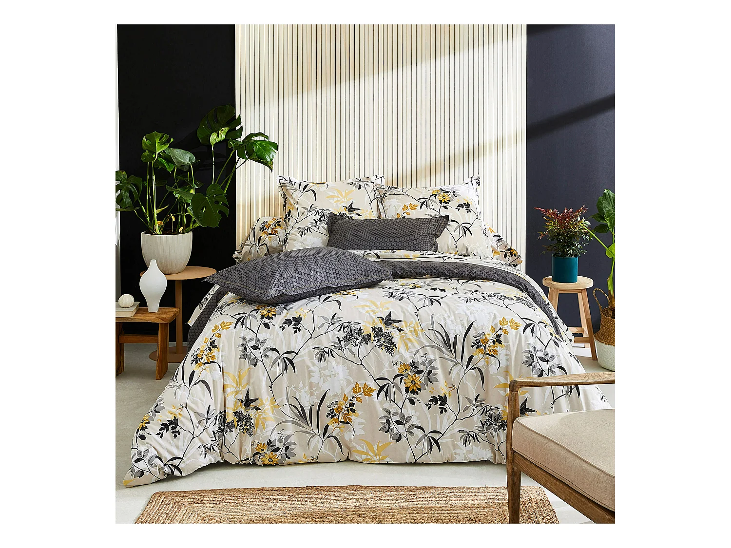 Parure de lit 140x200 cm 50x70 cm percale ASIA Beige 2 pièces