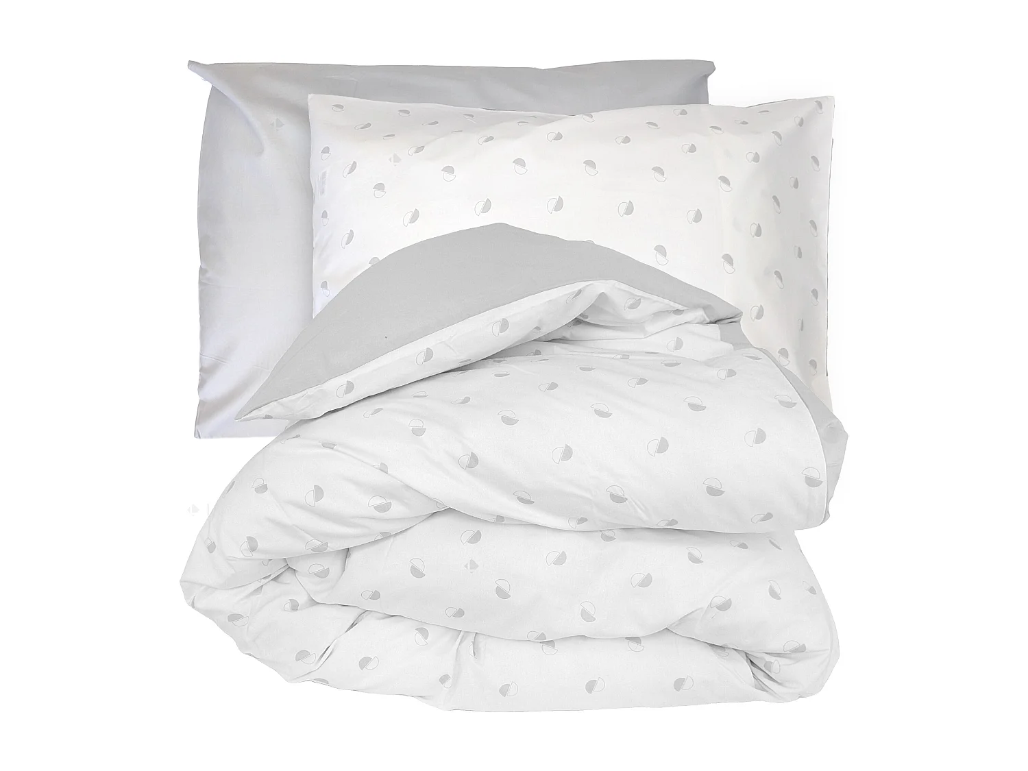 Parure de lit 260x240 cm 50x70 cm percale ALEX gris Nuage 3 pièces