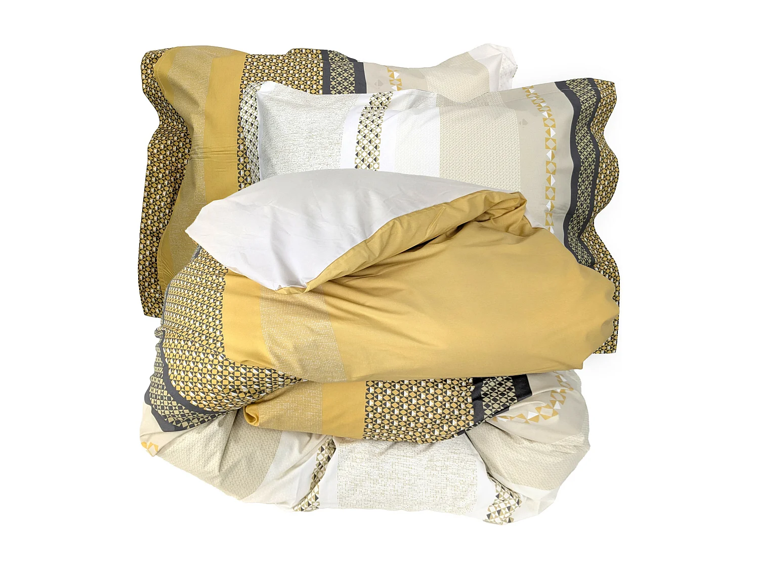 Parure de lit 240x220 cm 50x70 cm percale MARLOW Miel 3 pièces