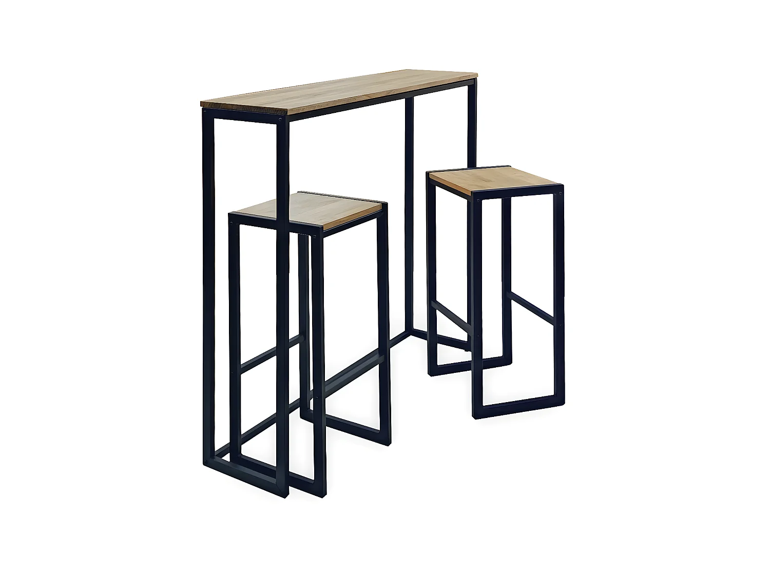 Table Mange debout Icub ECO-Line + 2 Tabourets iCub - industriel vintage 30x118x110cm Noir-Vintage