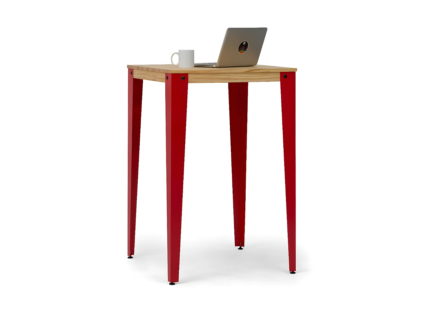 Table Mange debout Lunds 70X70x110cm  Rouge-Naturel. Box Furniture