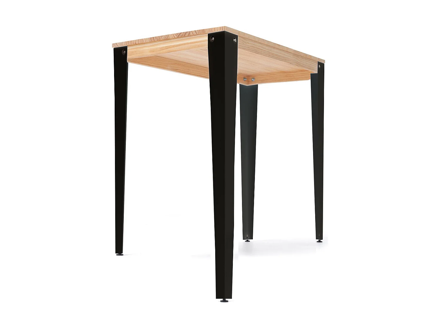 Lunds Quadratischer Bistrotisch 80x80x110cm  Schwarz, Massives Kiefernholz mit natürliches Finish, Scandinavisher Stil,  Box Furniture