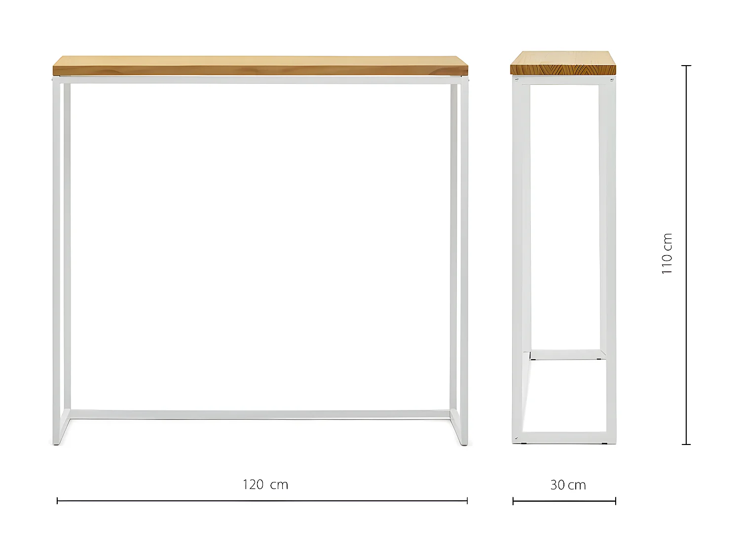 Tavolo da bar stretto stile industriale vintage - 30x120x110cm Bianco