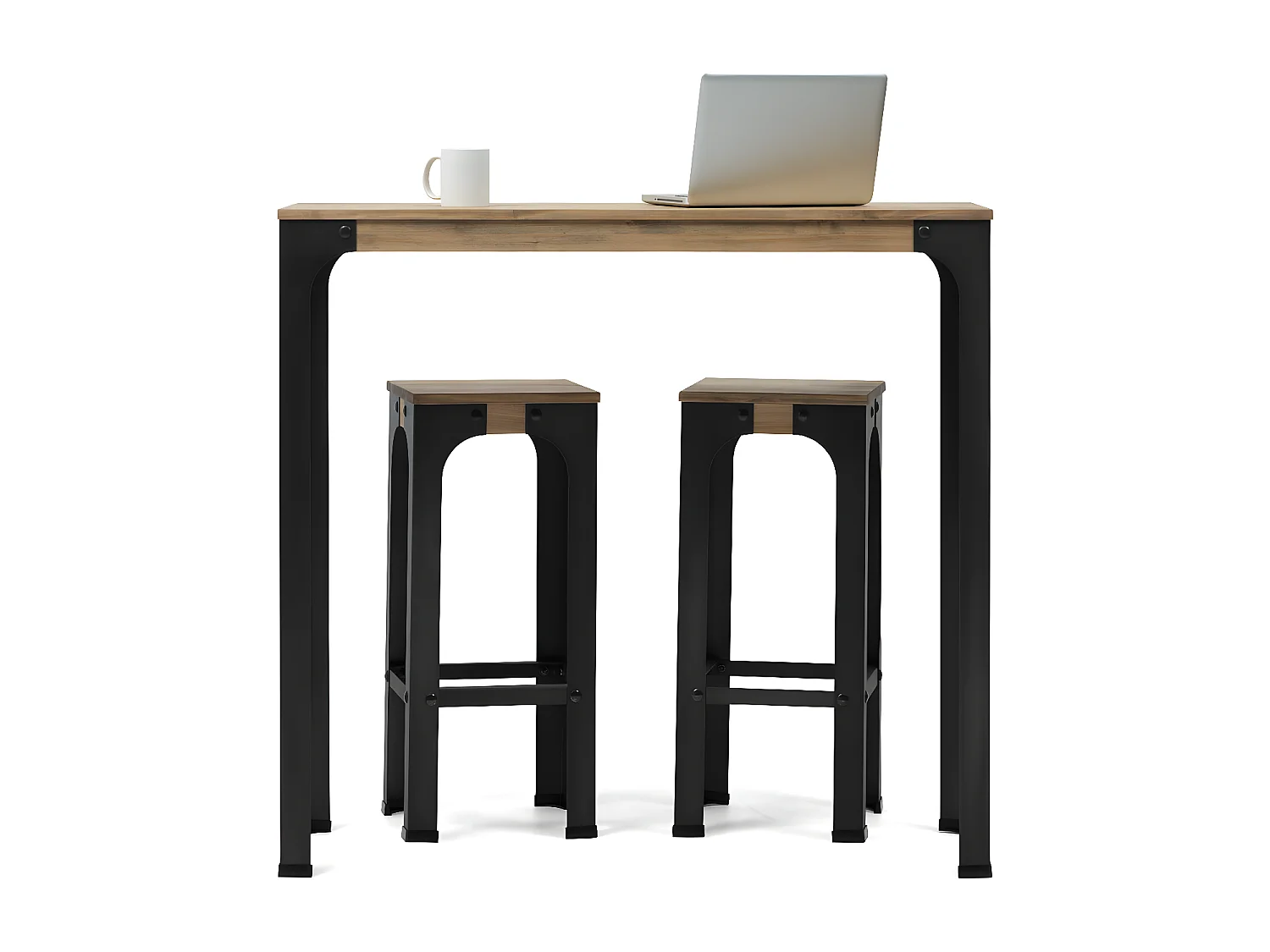 Mesa Alta Bristol 140x80x108cm en madera maciza de pino acabado vintage estilo industrial