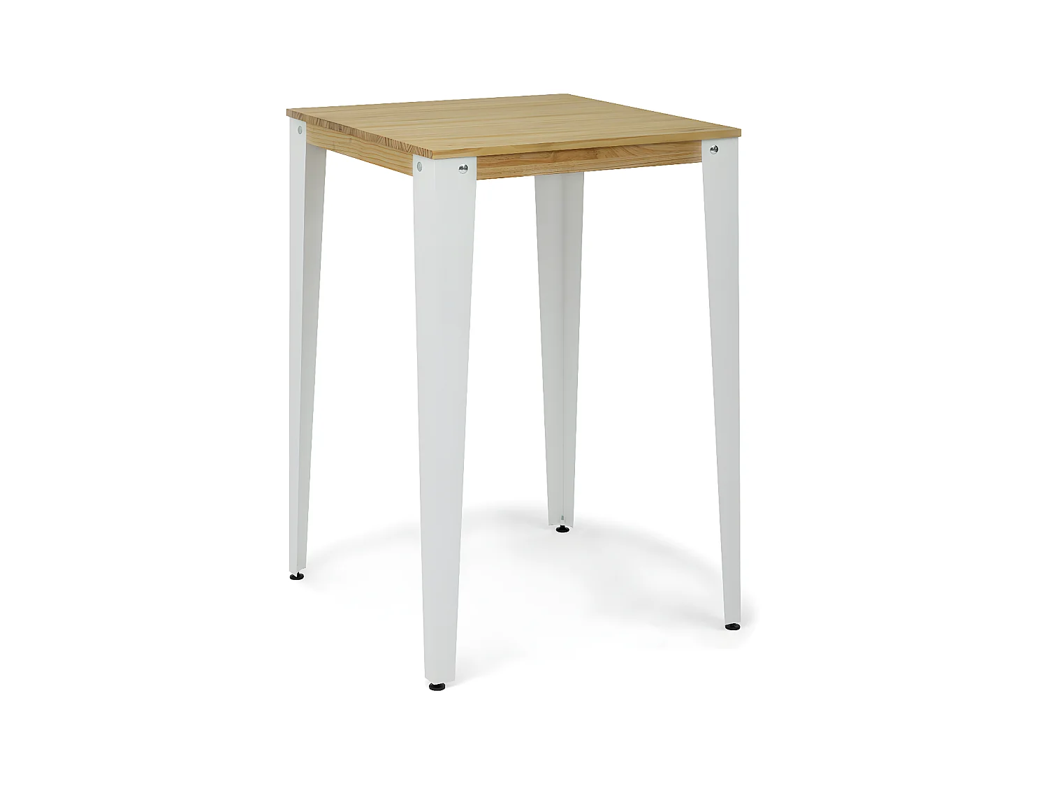 Mesa Lunds Alta 59x59x110cm Blanca en madera maciza de pino acabado natural estilo nórdico Industrial Box Furniture