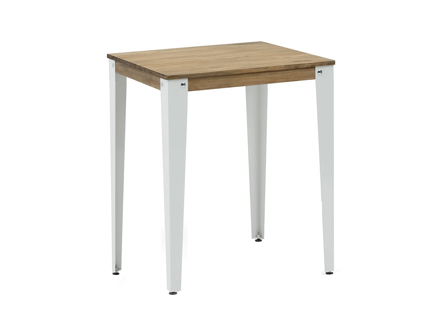 Mesa Lunds Alta 80x80x110cm Blanca en madera maciza de pino acabado vintage estilo Industrial Box Furniture