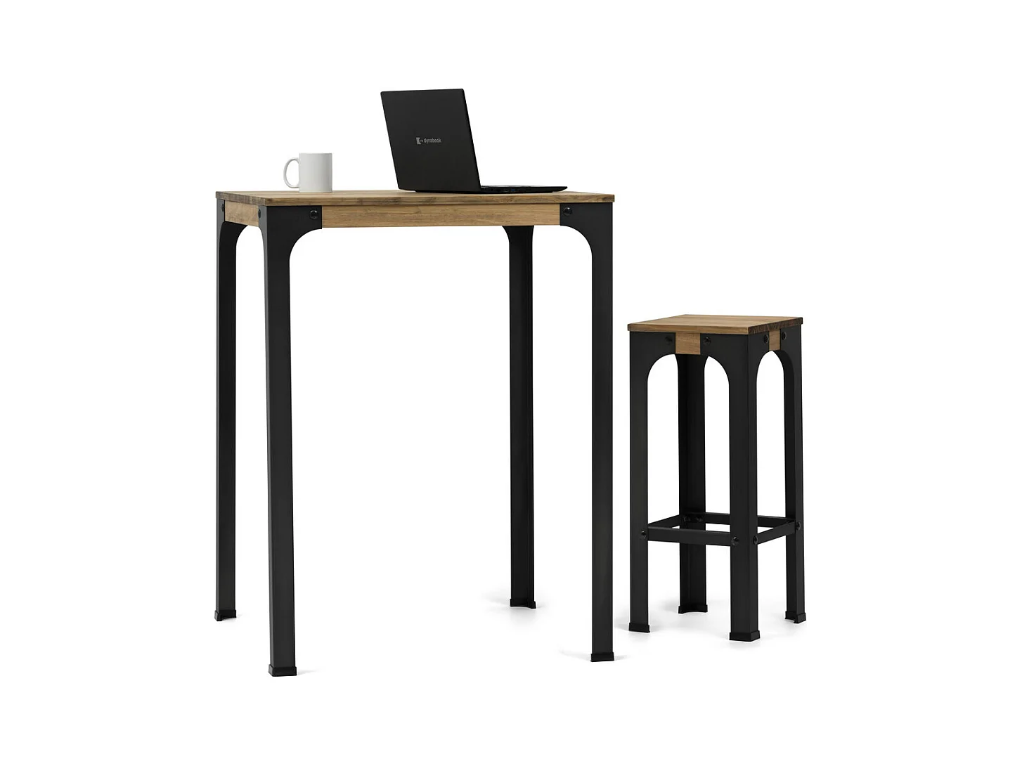 Mesa alta de bar Bristol – Estilo industrial vintage. 70X70x108h.