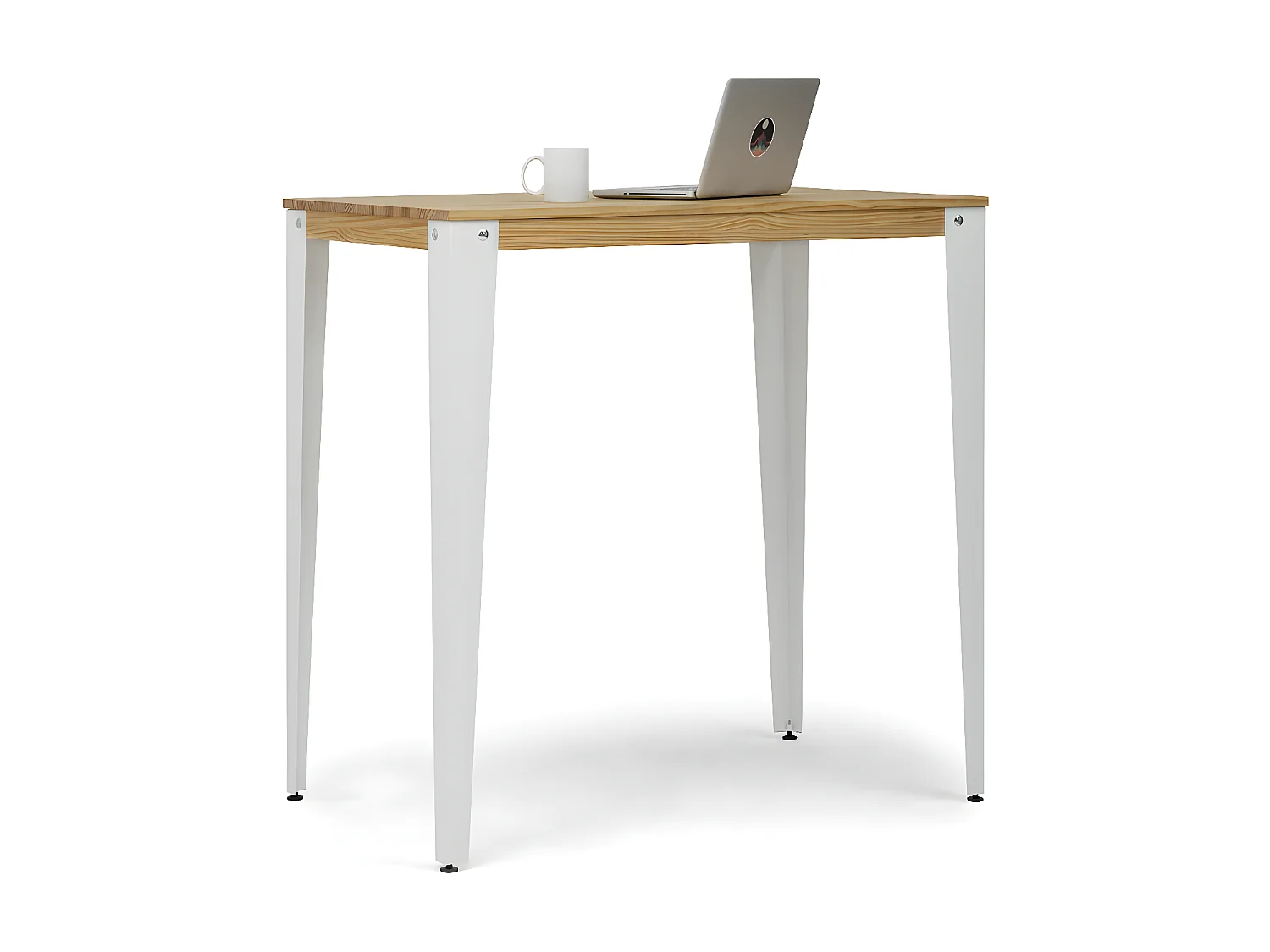 Lunds Bistrotisch 80x120x110cm  Weiß, Massives Kiefernholz mit natürliches Finish, Scandinavisher Stil,  Box Furniture